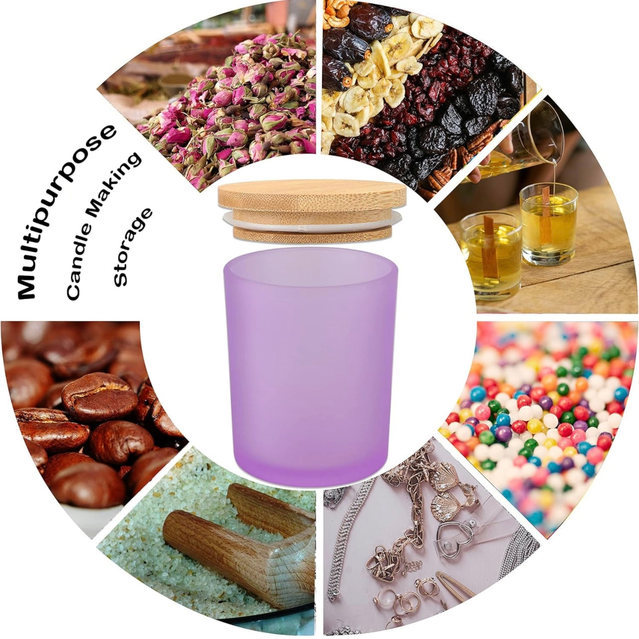 8oz Frosted Purple Glass Jar With Lid #GJ1443