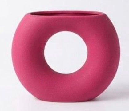 Modern Donut Ceramic Vase – Minimalist Hollow Center Design #CV3228