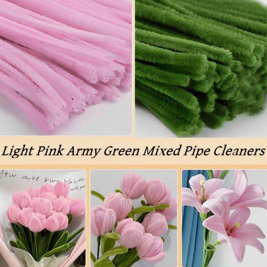 100pcs Light Pink Pipe Cleaners - 30cm x 6mm #CS1804