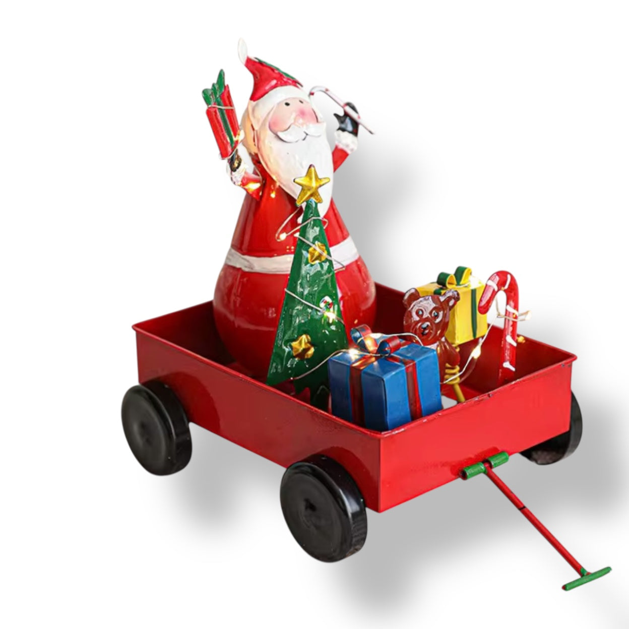 Metal Santa Wagon Christmas Decoration, Festive Table Décor #CD2060