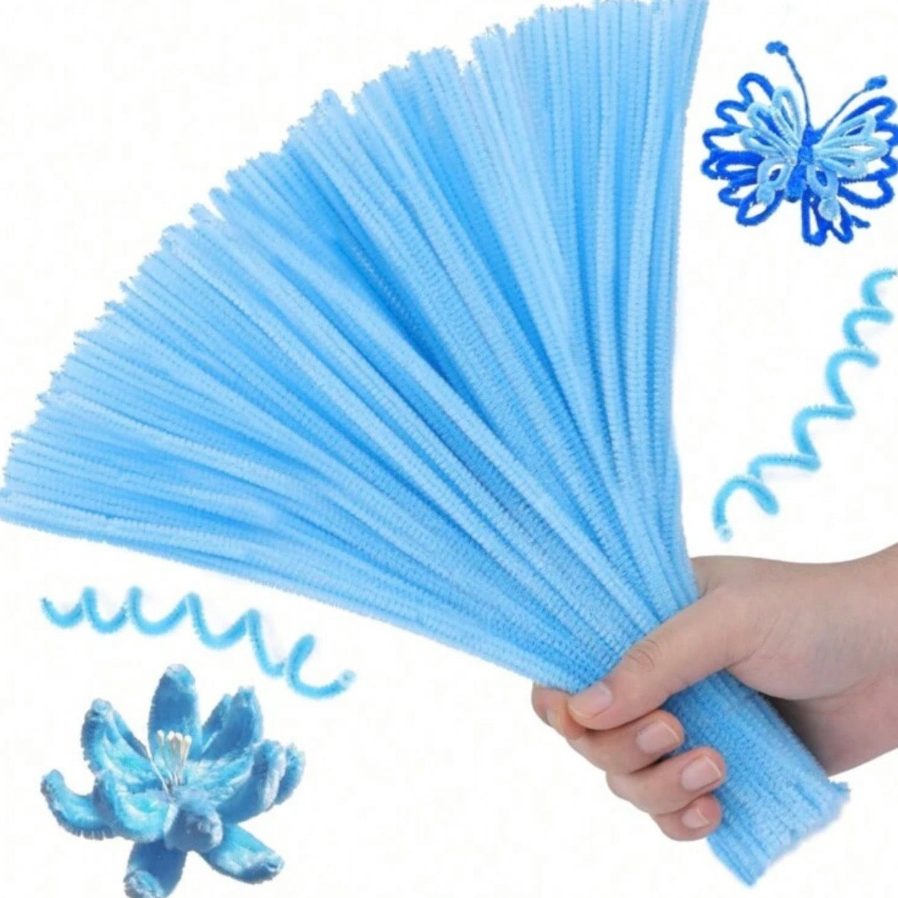 100pcs Blue Pipe Cleaner - 30cm x 6mm #CS3181