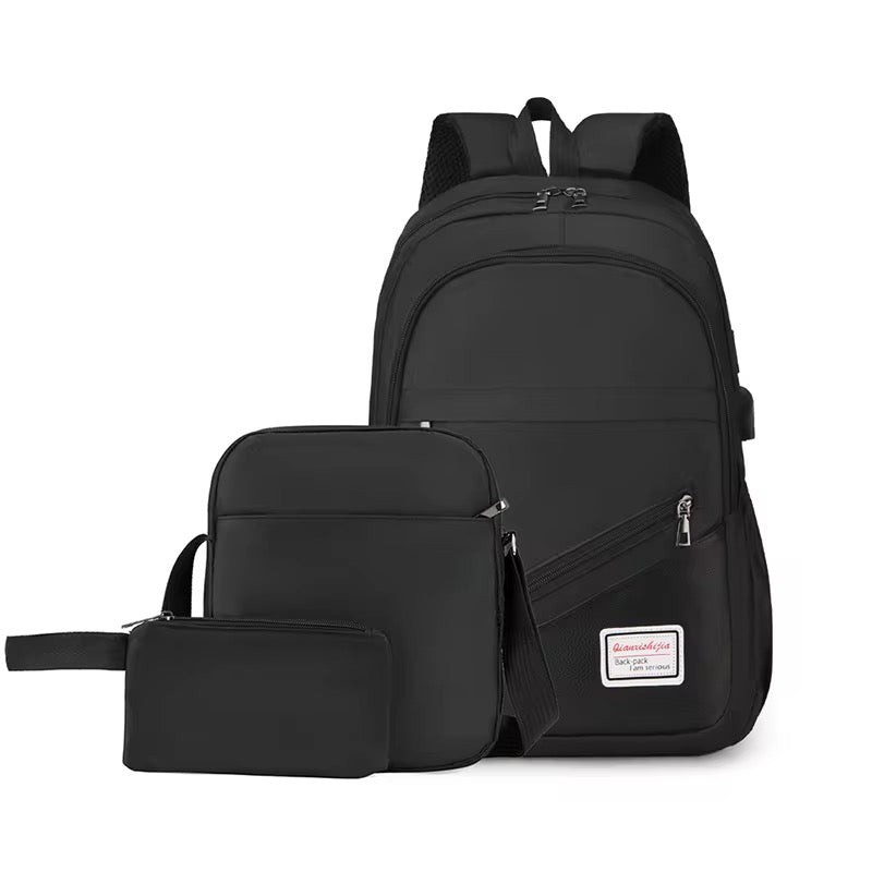 3 in 1 Set Laptop Backpack With USB Waterproof Bag #WB2019