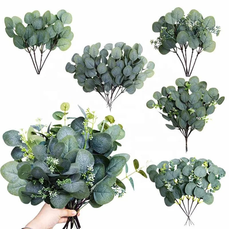 Green Plant Decoration 8-Fork Eucalyptus Simulation Artificial Eucalyptus Leaves #AF1548