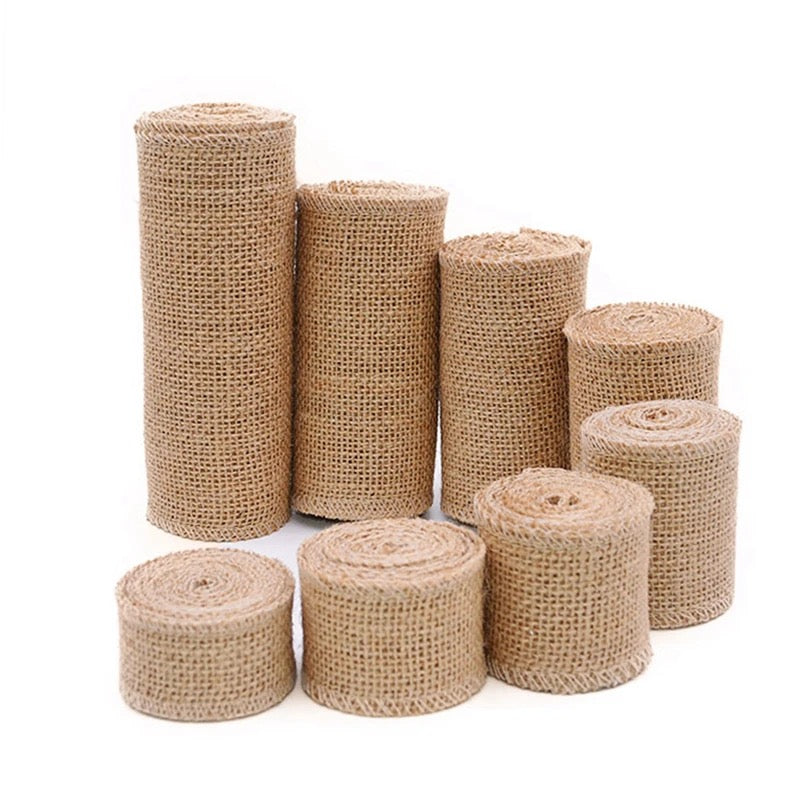 10m Jute Burlap Hessian Ribbon Rolls