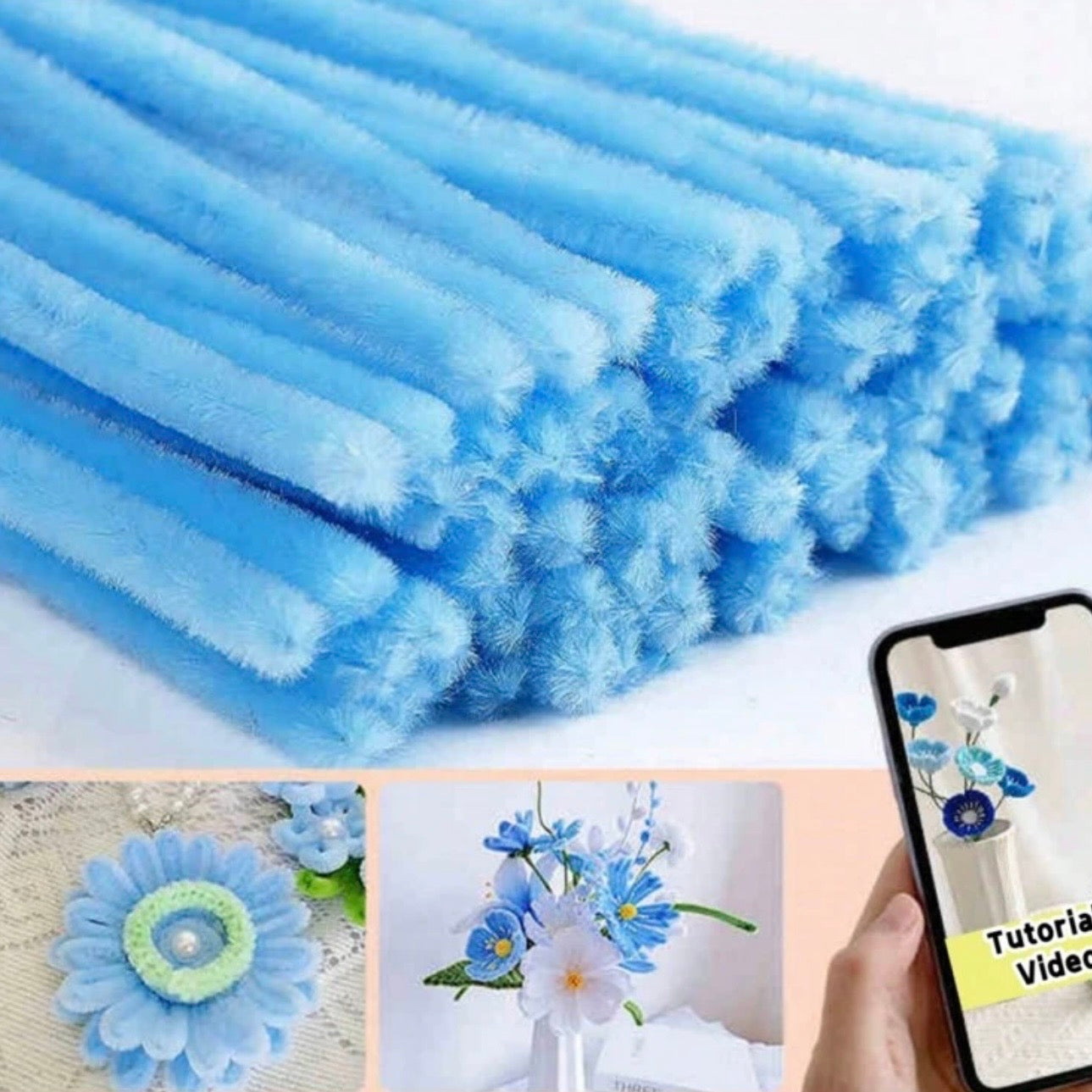 100pcs Blue Pipe Cleaner - 30cm x 6mm #CS3181