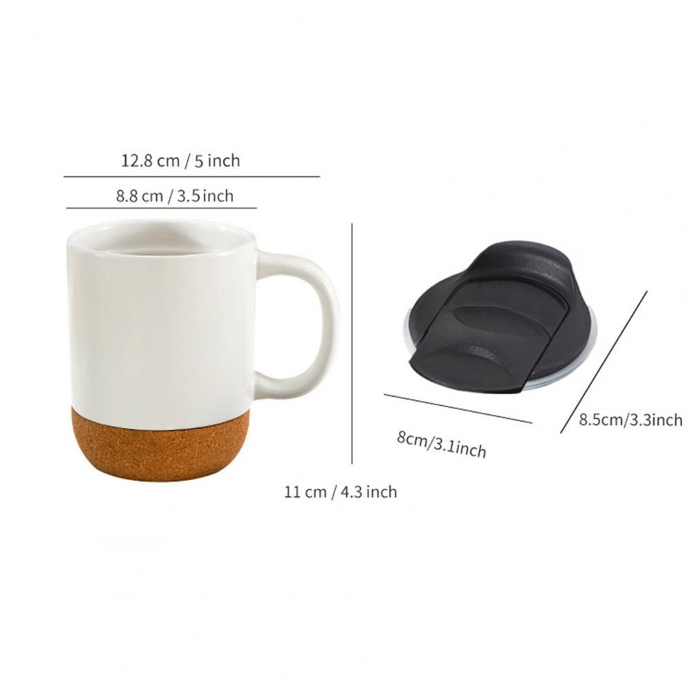 Mug Cup Ceramic With Wooden Insulated Cork Bottom Lid #GM2327