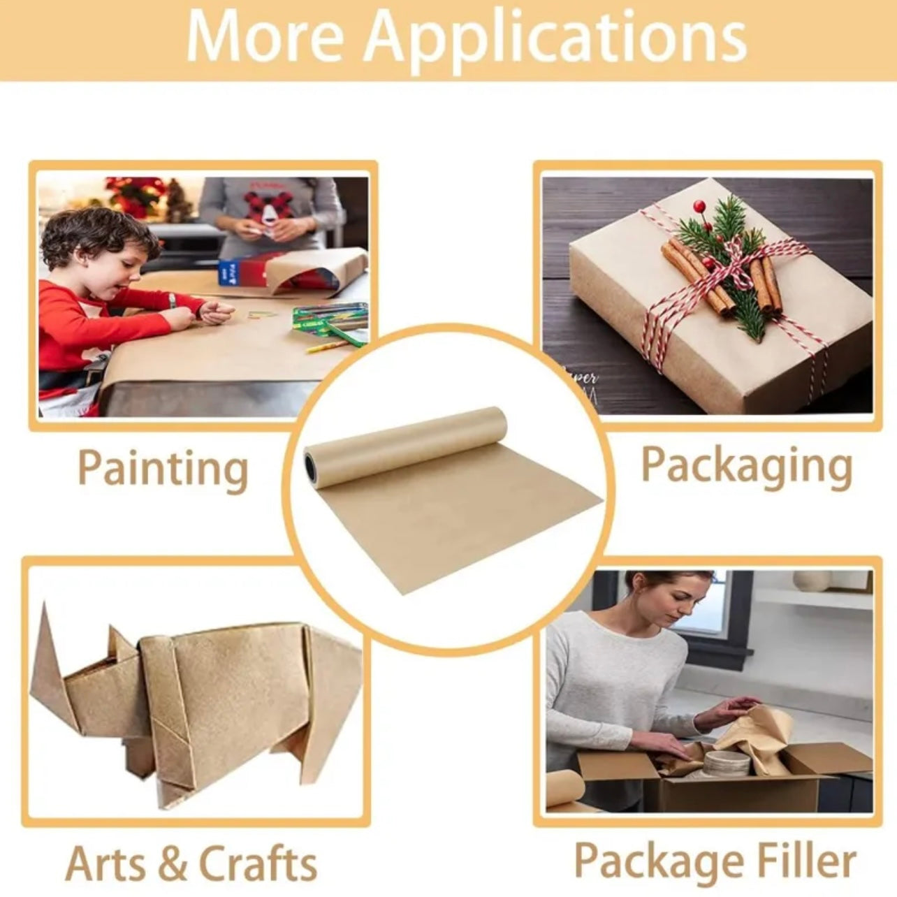 10mx38cm Width Kraft Paper DIY Gift Wrapping Moving Supplies Craft Packing Roll #WP2719