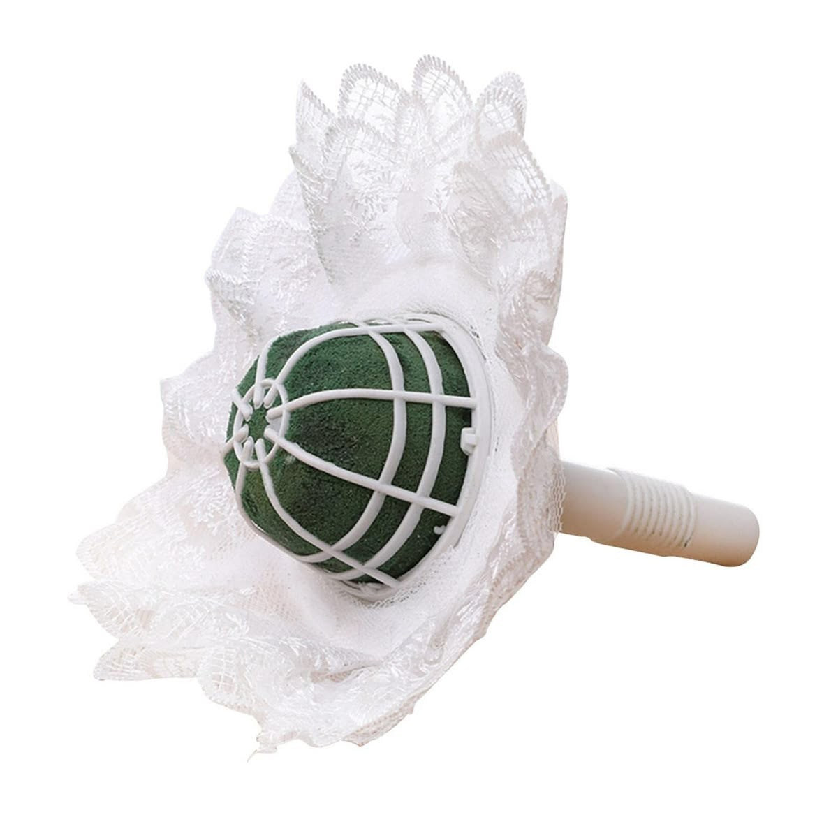 Floral Bouquet Holder with Lace Skirt – 18cm #FF4519