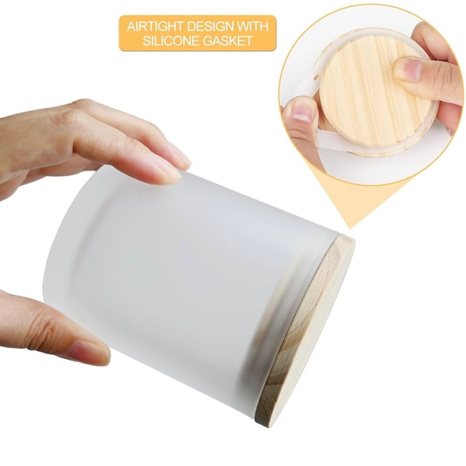 8oz Frosted White Glass Jar With Lid #GJ1755