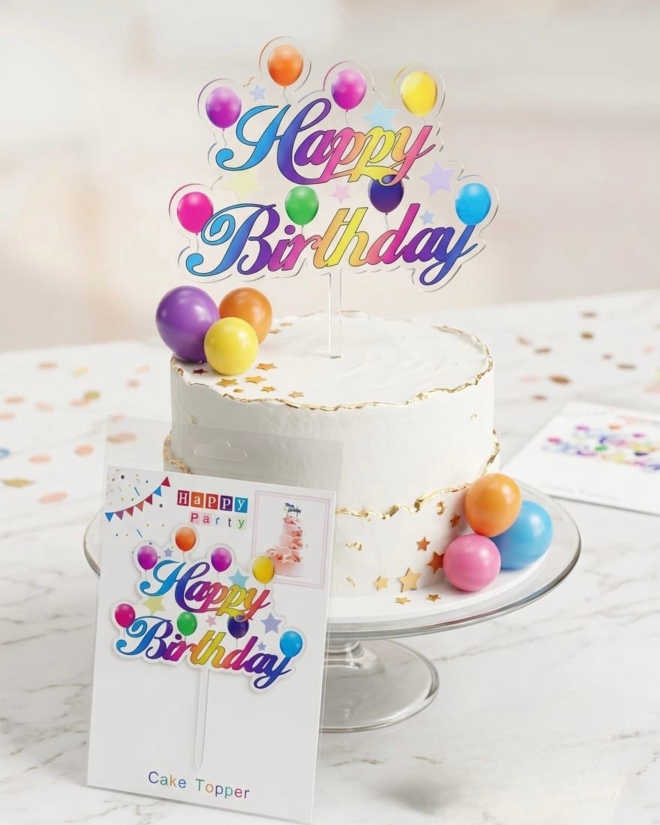 Colorful Happy Birthday Cake Topper #CT3899