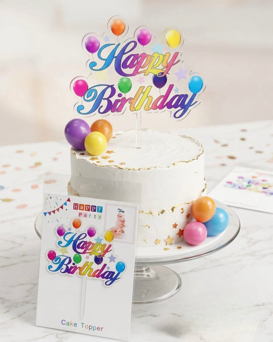 Colorful Happy Birthday Cake Topper #CT3899