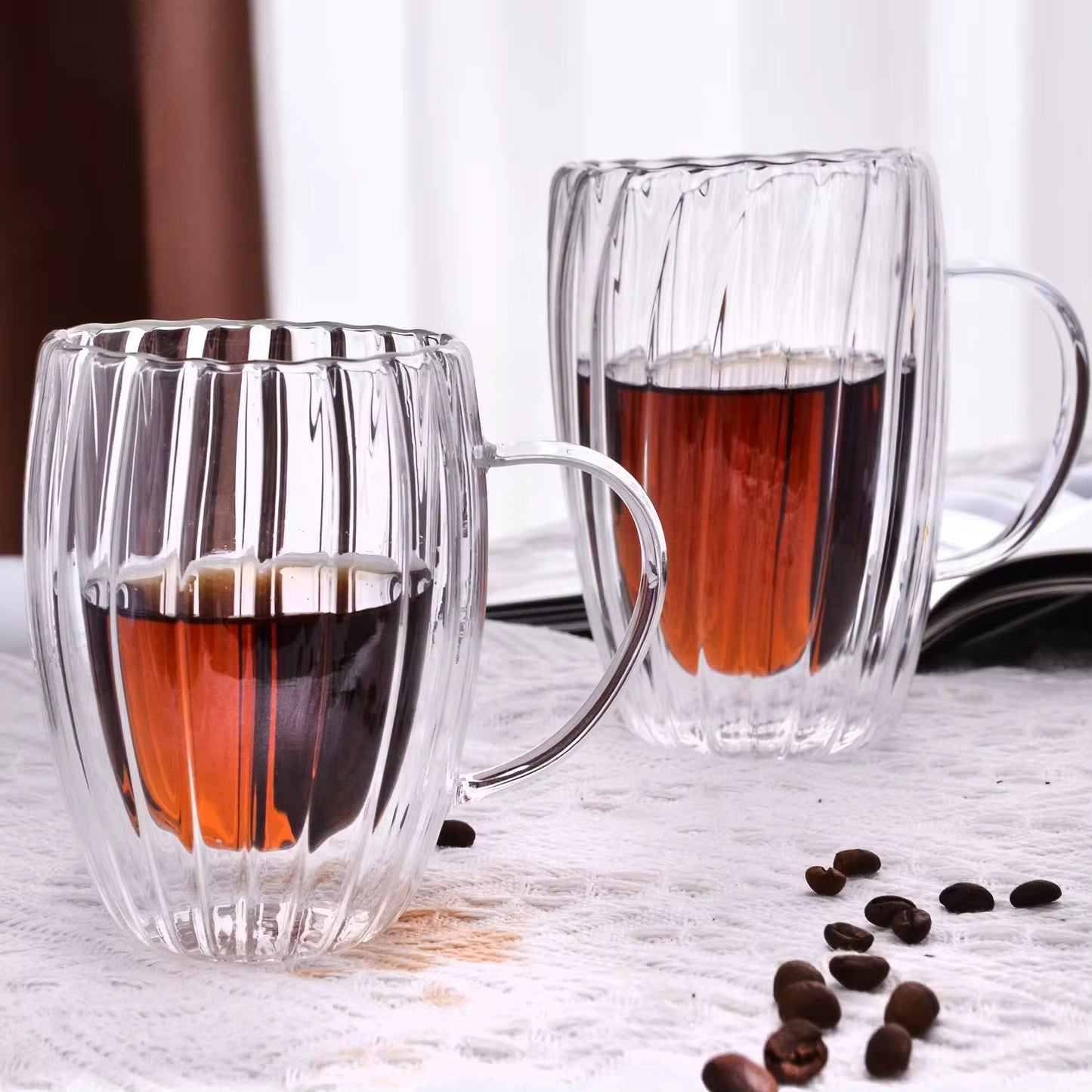 Double Wall Ribbed Glass Mug Collection  #GM3964