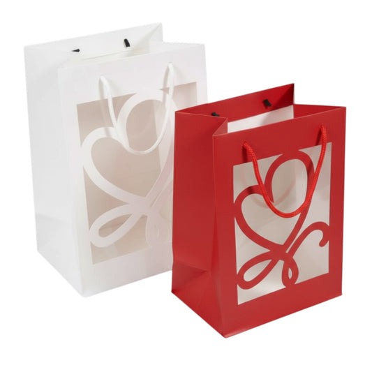 Luxury Heart Window Gift Bag – Red & White #GB2694