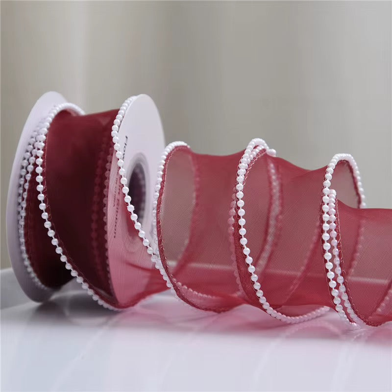 4cm x 4.5m - Pearl-Edge Decorative Ribbon #DR4068
