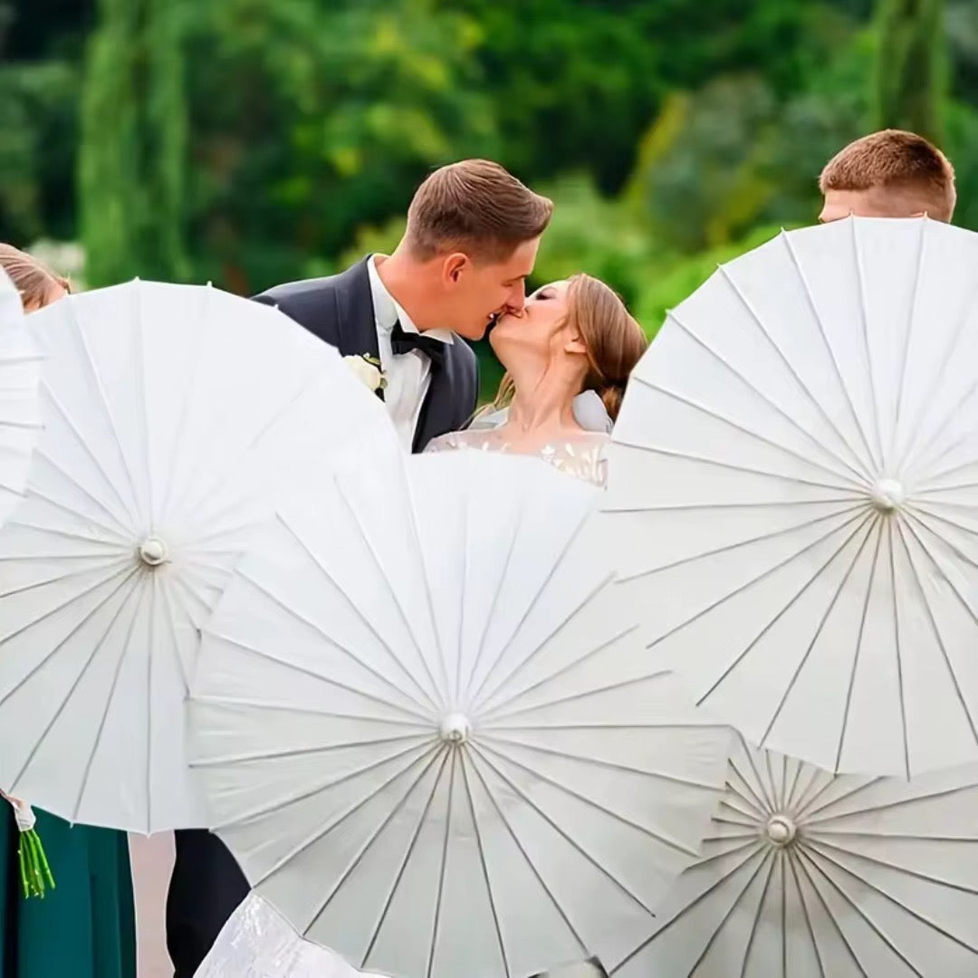 Elegant White Paper Parasol Umbrella , Wedding & Event Decoration #WU3951