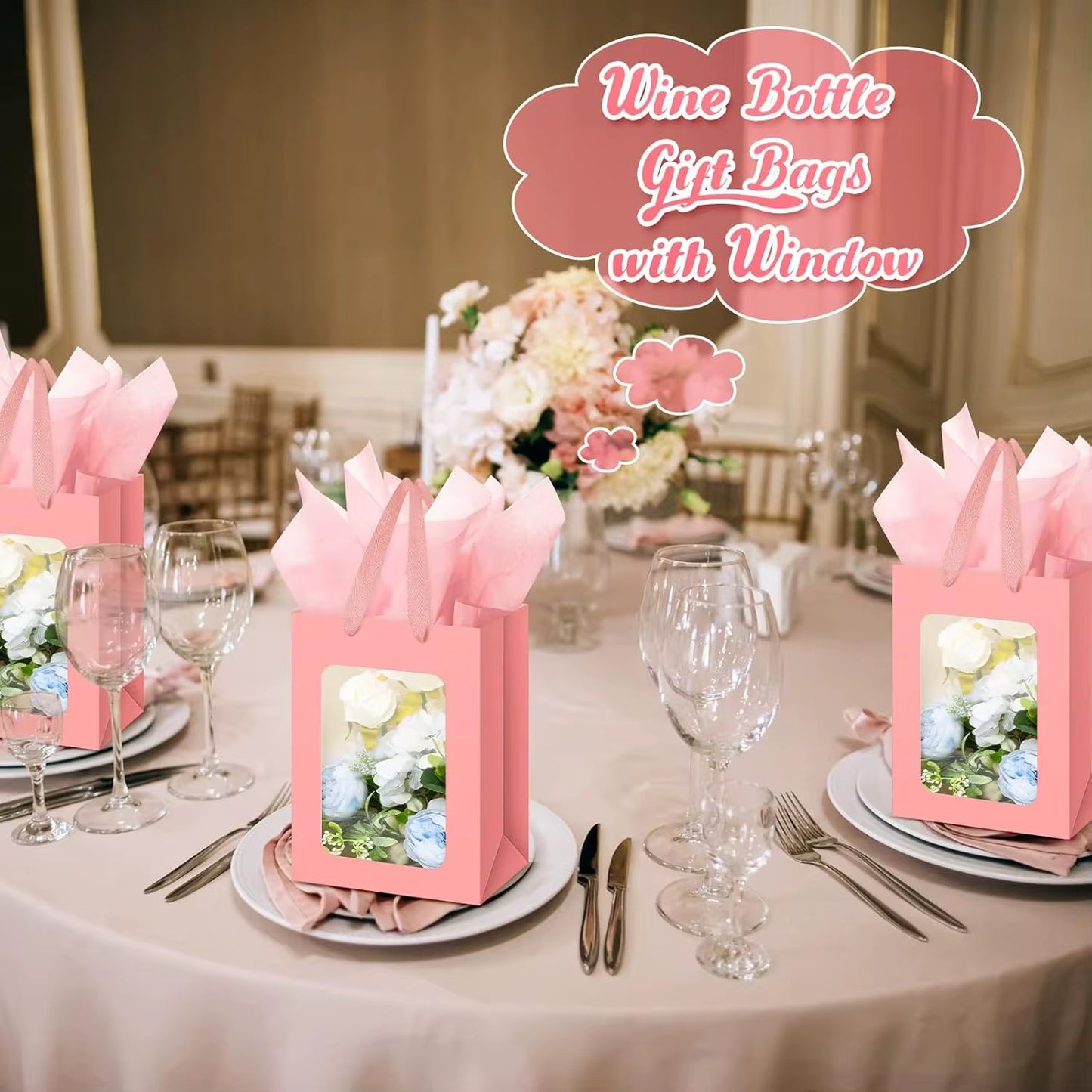 X12pcs - Carton Gift Bags With Window #GB2846