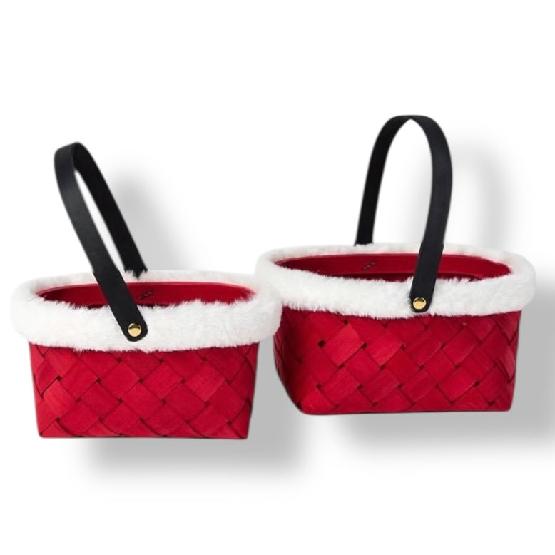 Set/2pcs - Christmas wooden Basket #FB2295