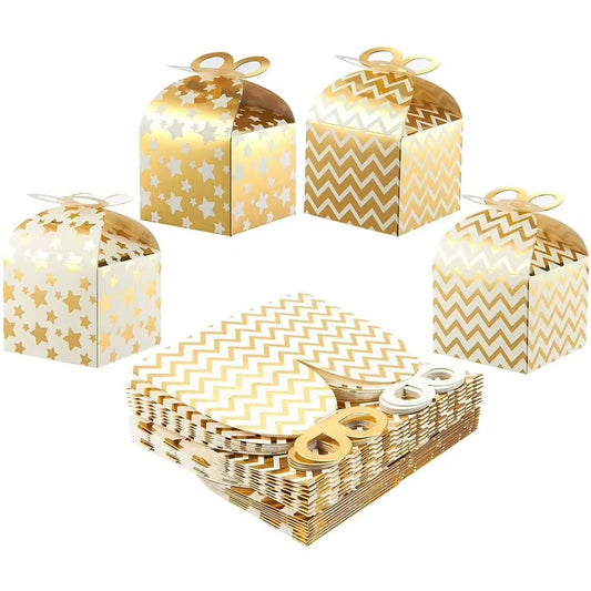 X12pcs Golden Party Favor Boxes #GB2505