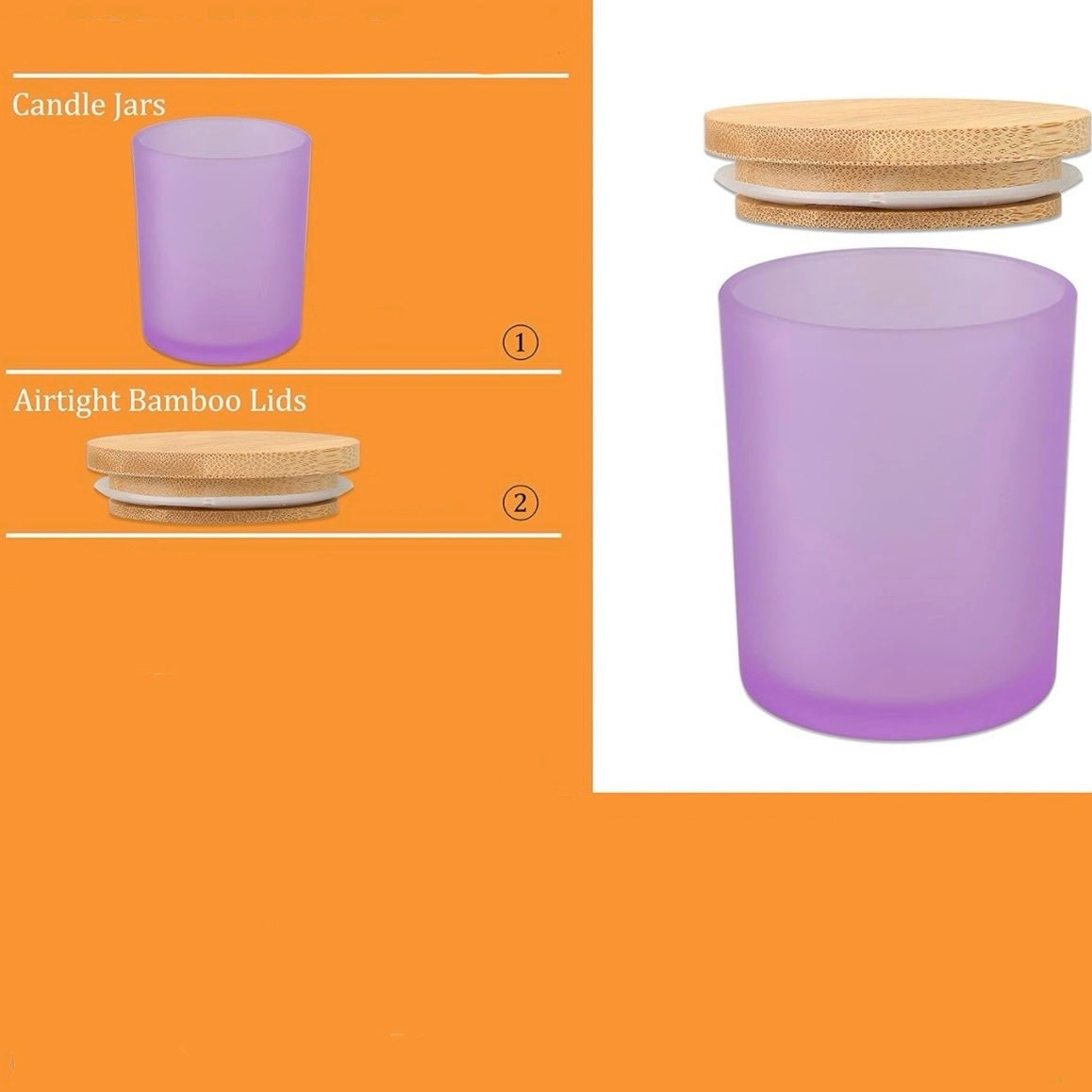8oz Frosted Purple Glass Jar With Lid #GJ1443