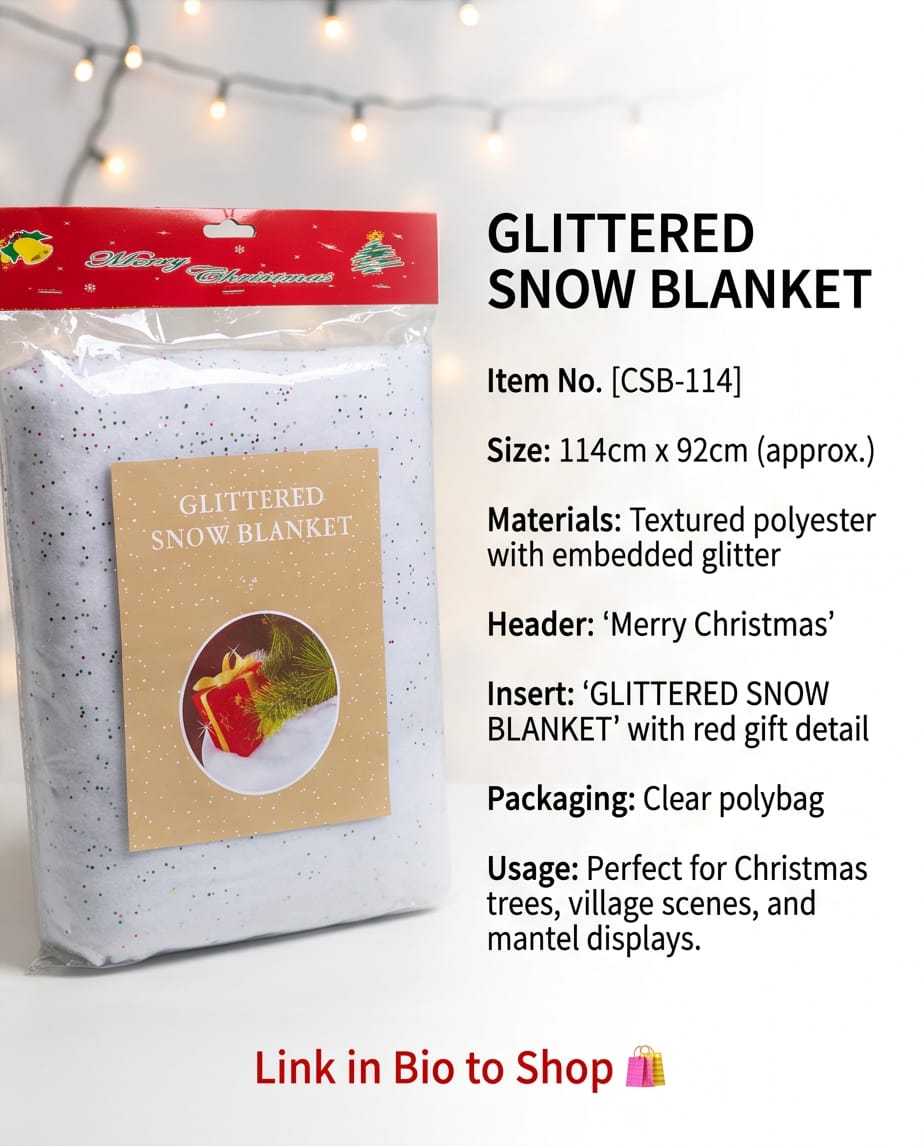 Glittered Christmas Snow Blanket #CD4502