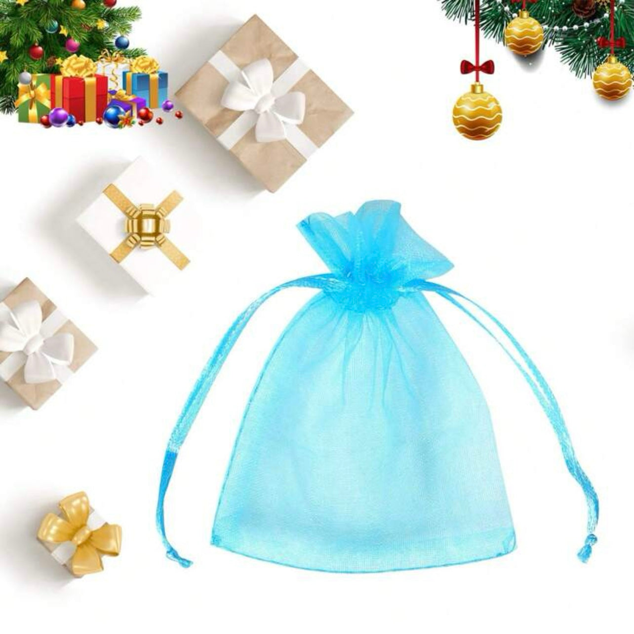 Blue Organza Bag x12pcs