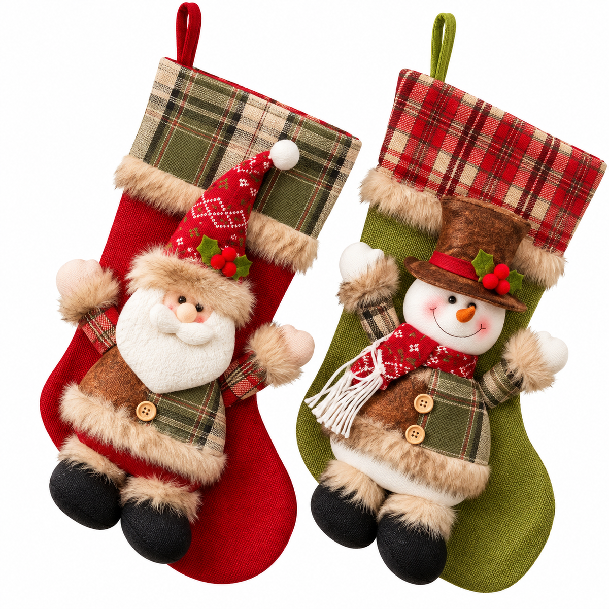 Jingle Jollys 3D Plush Christmas Stockings – Santa #CP4387