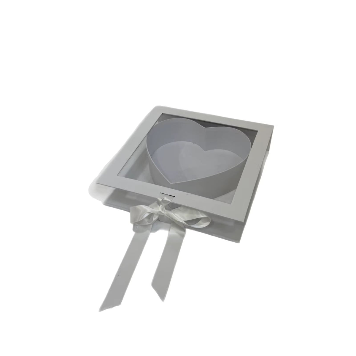 Luxury Heart-Shaped Gift Box with Transparent Lid and Satin Bow #LB4324