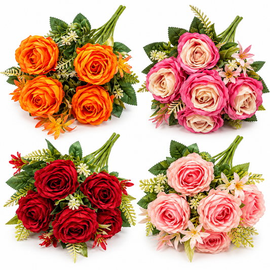 Artificial Rose Bouquet with Decorative Greenery #AF4459