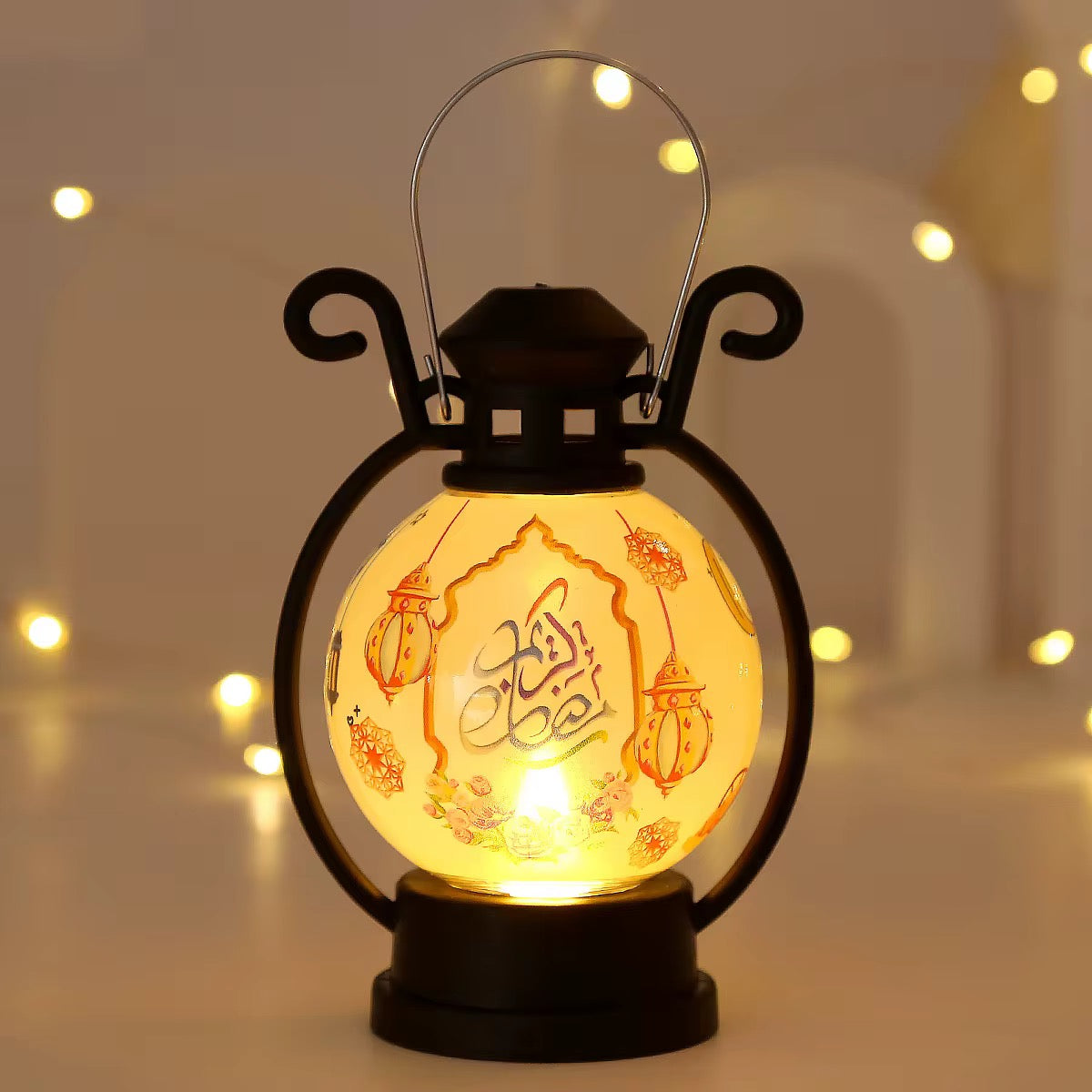 1pc  Decorative Lights LED Electronic Candle Lights Retro Lantern Wind Lights For Mubarak  Day Desktop Party Decoration( Battery Included) #RT1569
