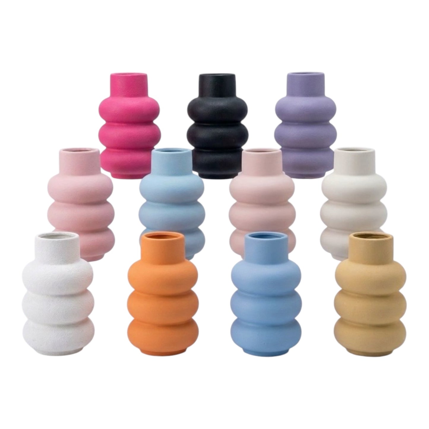 Modern Ribbed Ceramic Vase – Matte Minimal Home Décor #CV3227