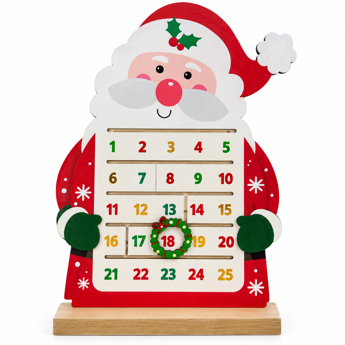 Wooden Santa Claus Christmas Advent Calendar #CC4344