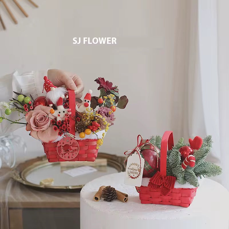 Set/2pcs - Christmas wooden Basket #FB2295