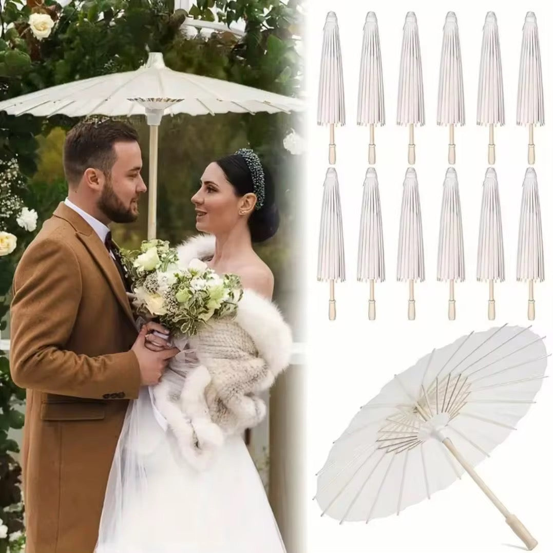 Elegant White Paper Parasol Umbrella , Wedding & Event Decoration #WU3951