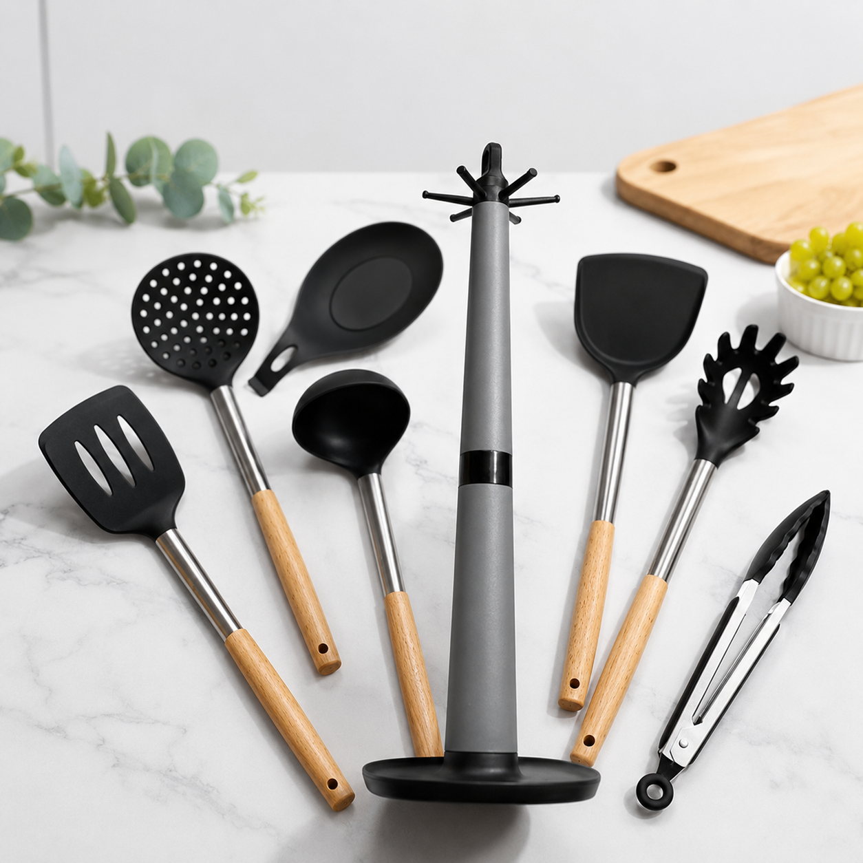7-Piece Silicone Kitchen Utensil Set with Rotating Stand #GS3942
