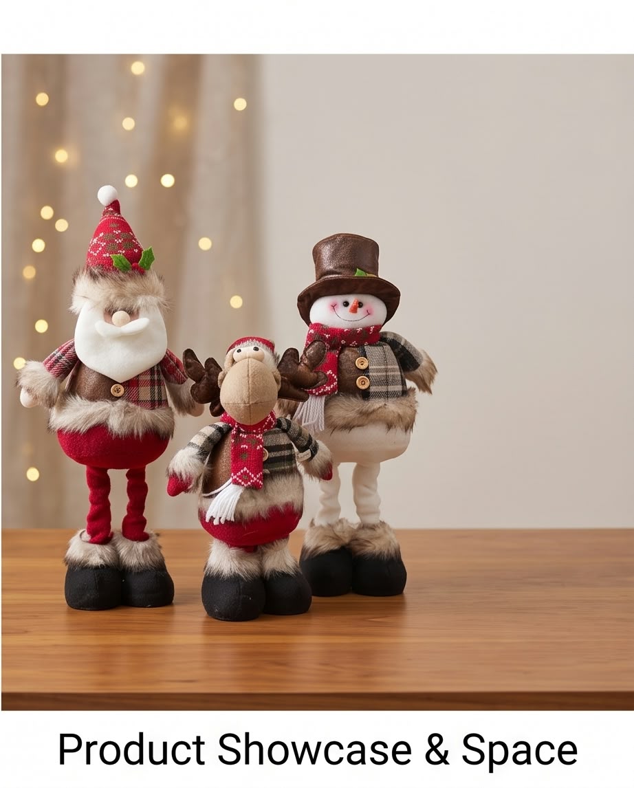 Retractable Christmas Standing Figures – Santa, Reindeer & Snowman #CP4389