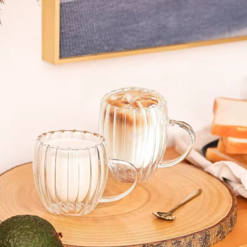 Double Wall Ribbed Glass Mug Collection  #GM3964