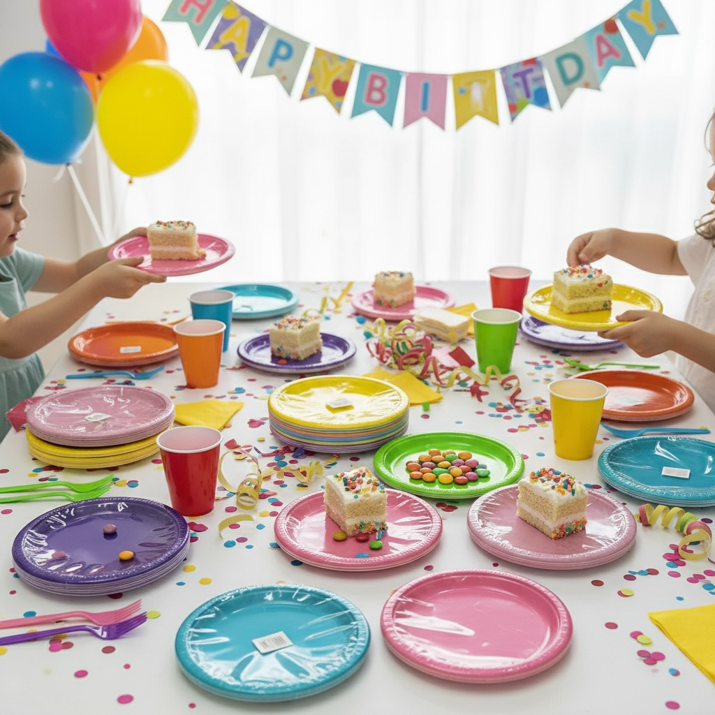 Colored Plastic Party Plates – 10pcs Pack #PP3200