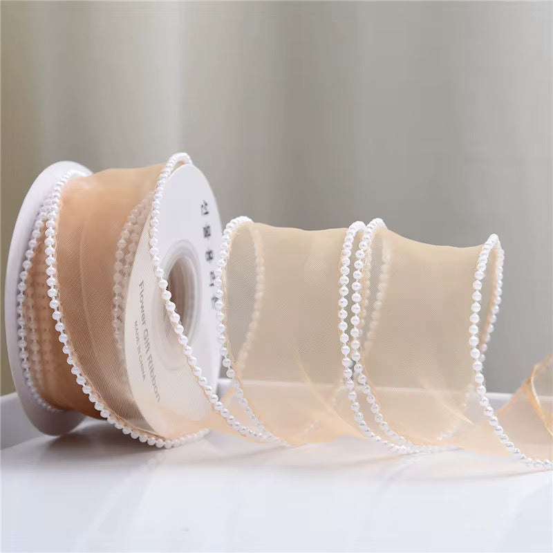 4cm x 4.5m - Pearl-Edge Decorative Ribbon #DR4068