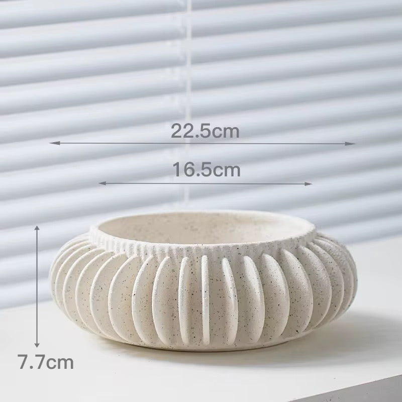 Round Ribbed Decorative Vase / Floral Bowl #CV3979