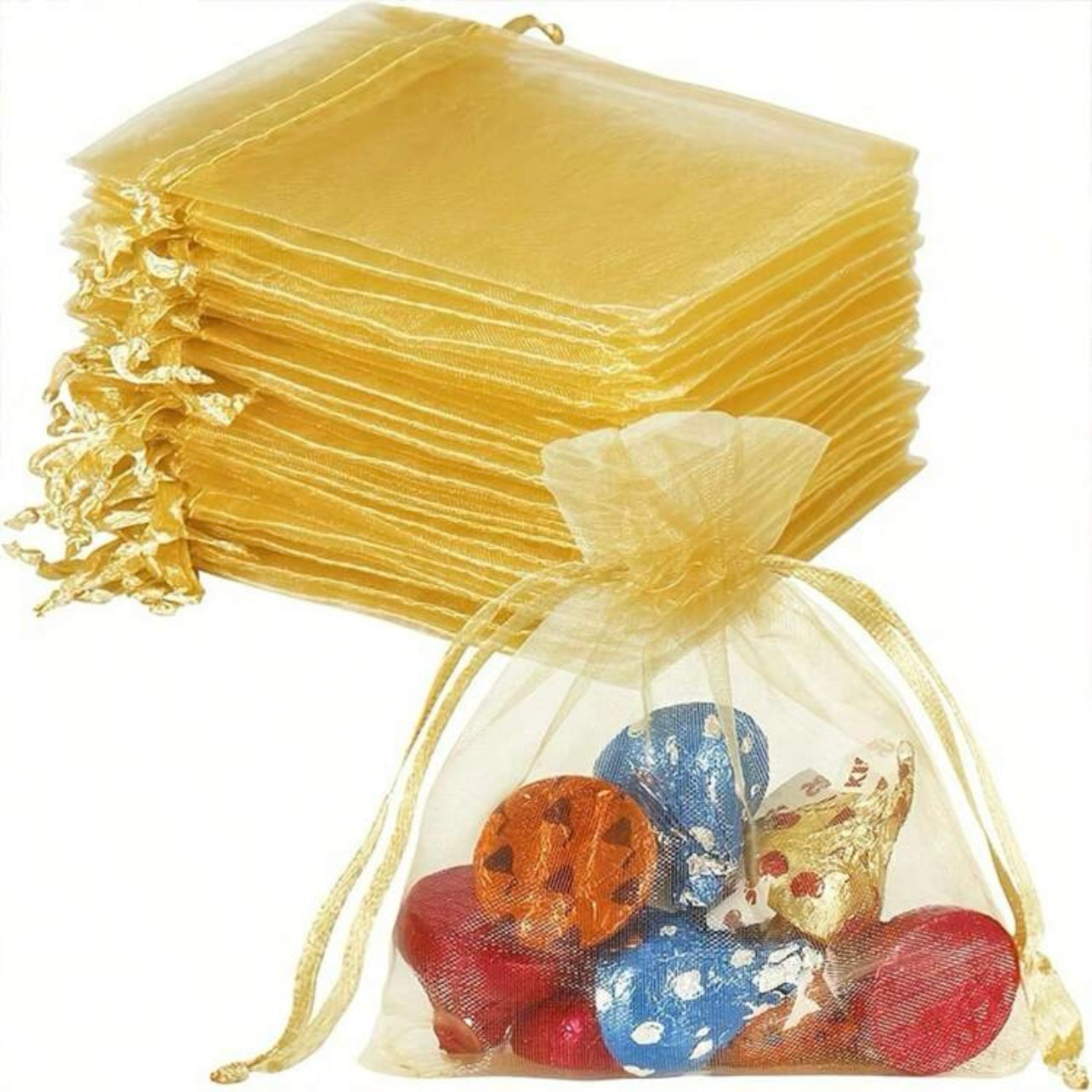 Gold Organza Bag x12pcs