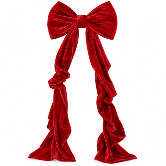 Red Velvet Christmas Bow with Long Tails #CB4526
