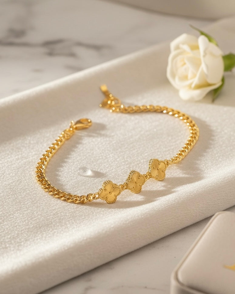 18K Gold Plated Clover Bracelet #GB3861