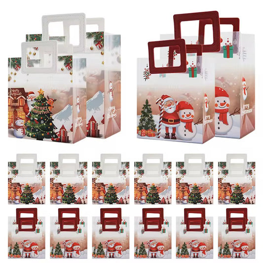 Christmas Frosted Gift Bag with Square Handle – Santa & Snowman Design #GB2236