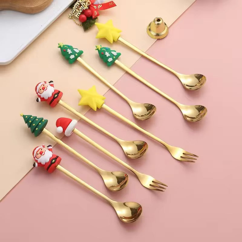 Gold stainless Steel Christmas Cutlery Gift Set #CC2297