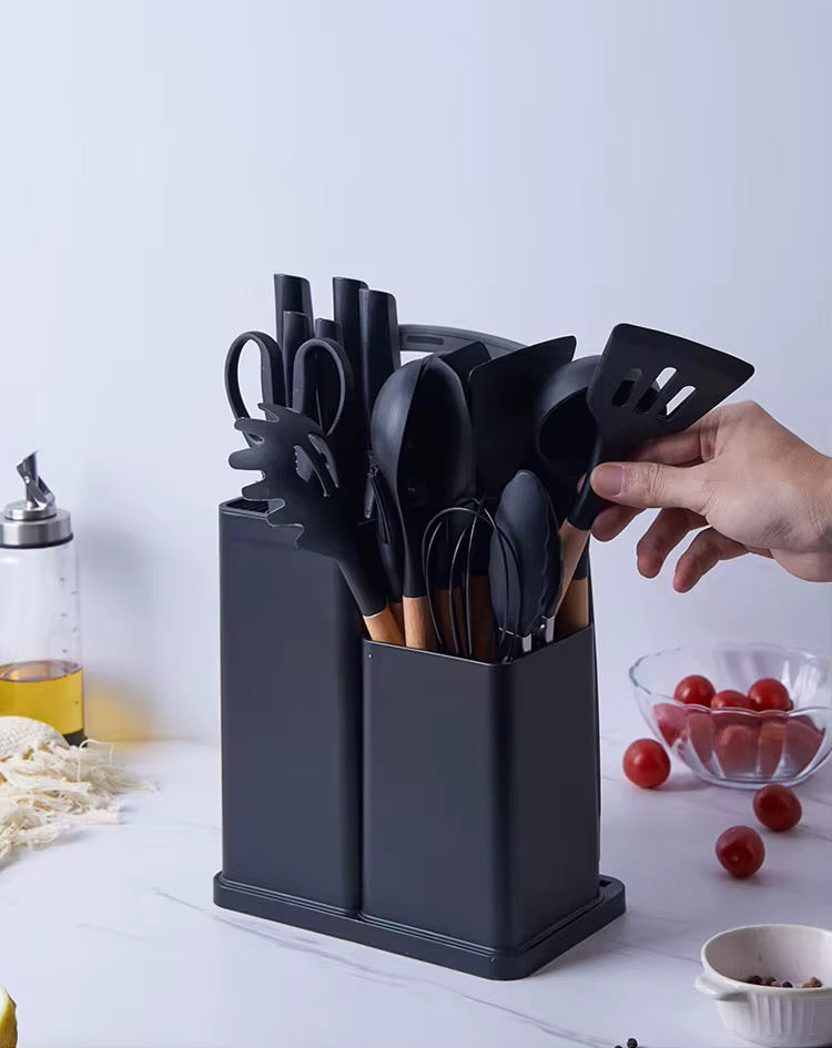 12-Piece Silicone Kitchen Utensil Set with Organizer Holder #GS3940
