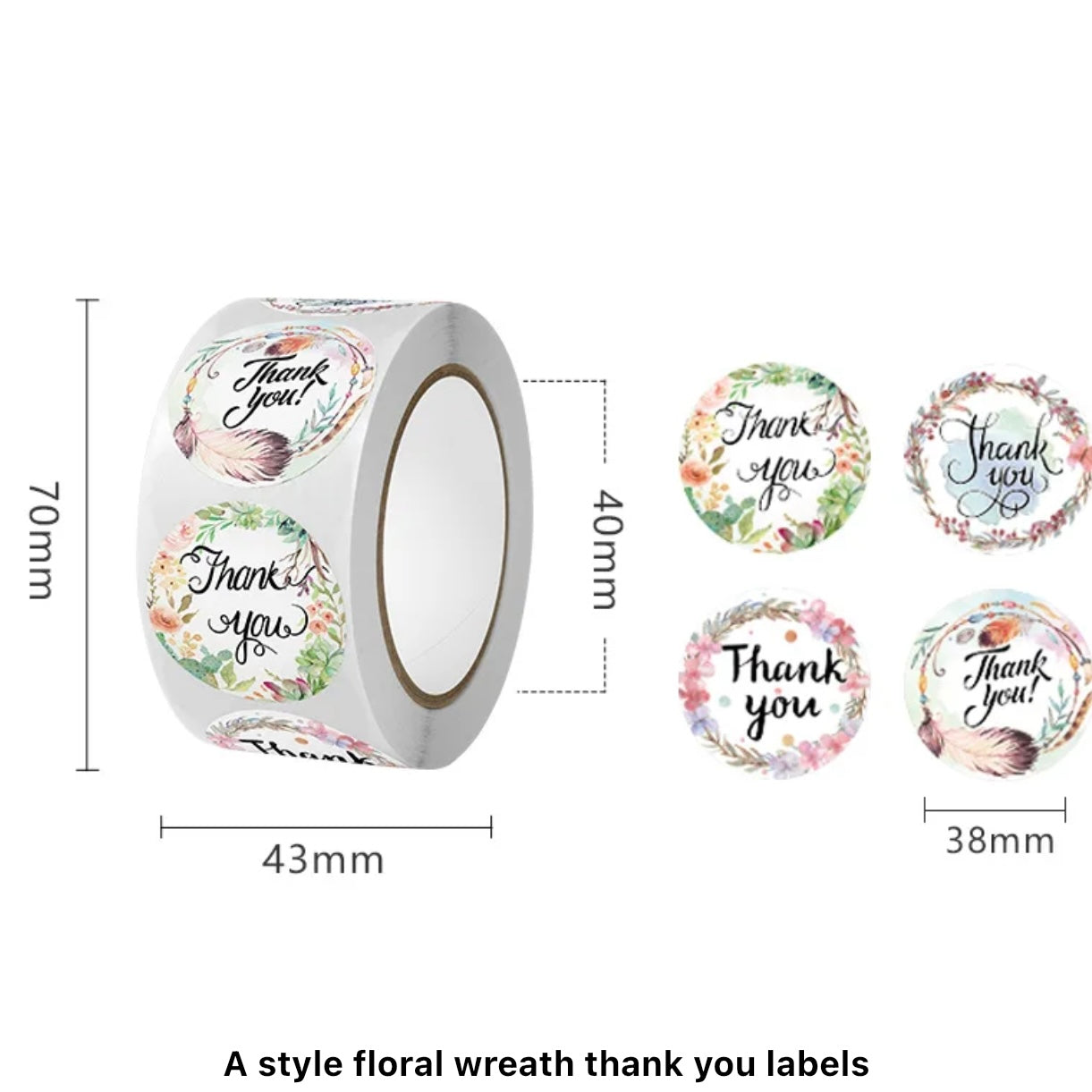 3.8cm x 500pcs Thankyou stickers #CS1309