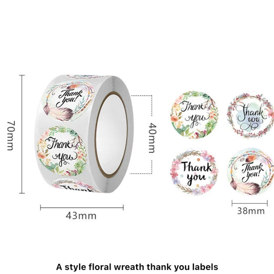 3.8cm x 500pcs Thankyou stickers #CS1309