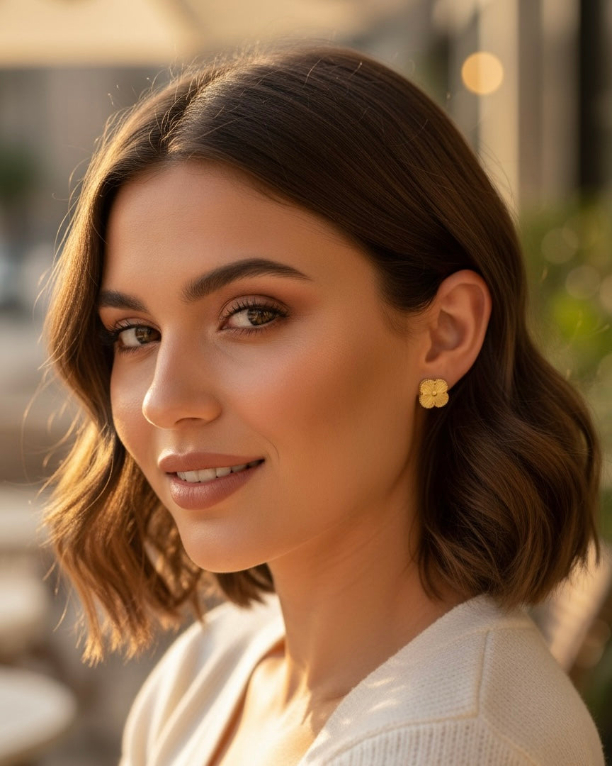 Golden Blossom Stud Earrings #SE3850