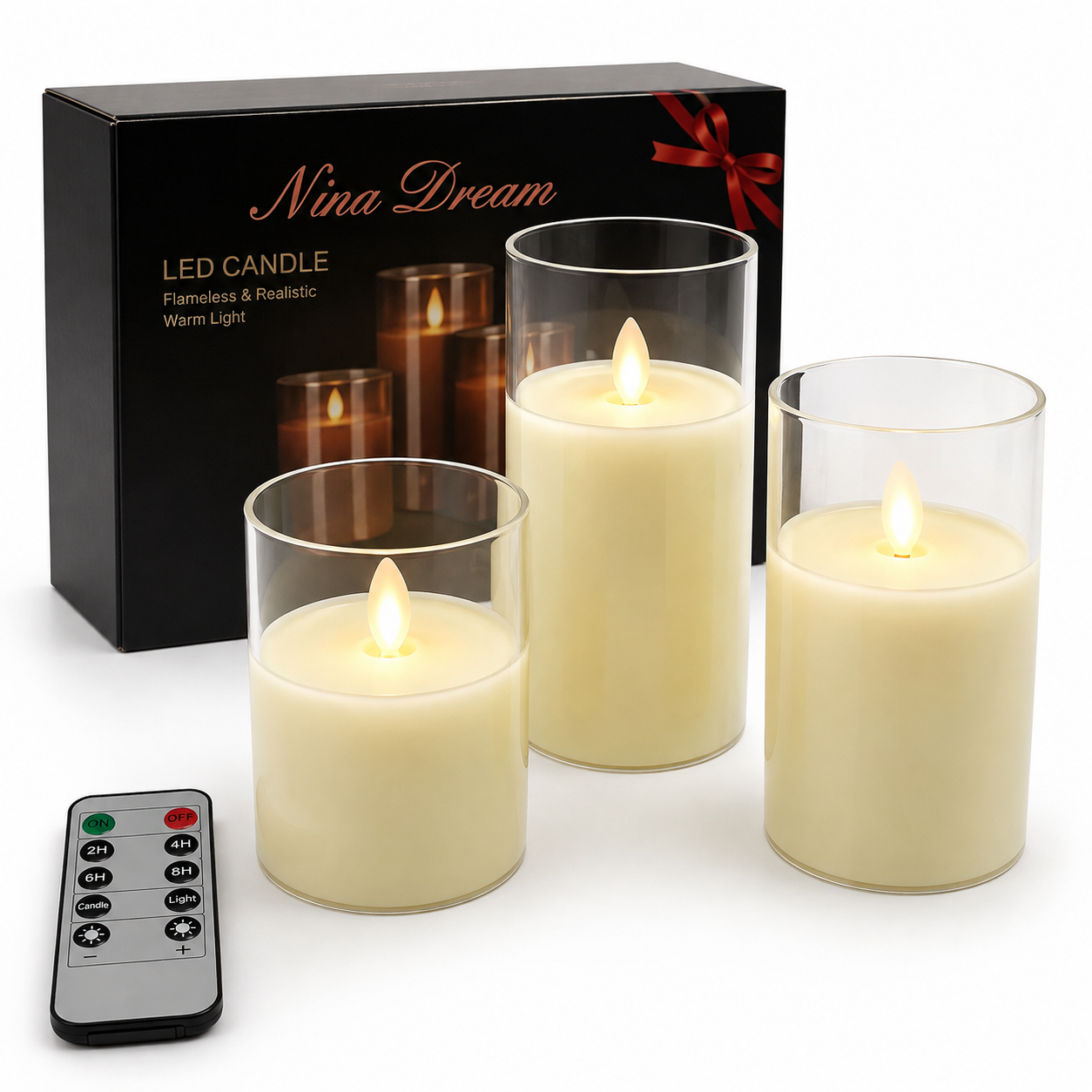 3pcs - Set / LED Flameless Candle with Remote Control #EC4103