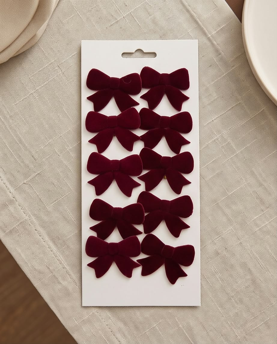 Velvet Christmas Tree Bows – Burgundy Decorative Set #CD4377